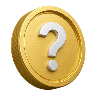 3D decorative gold coin featuring a question mark on the FAQ page